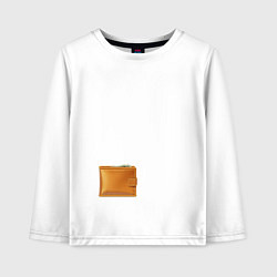 Лонгслив хлопковый детский Кошелек с деньгами, цвет: белый