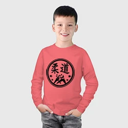 Лонгслив хлопковый детский Дзюдо символ, цвет: коралловый — фото 2