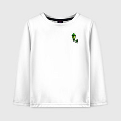 Лонгслив хлопковый детский Зелёный уличный фонарь, цвет: белый