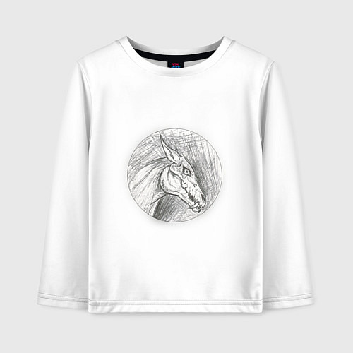 Детский лонгслив Черепа лошадей / Белый – фото 1