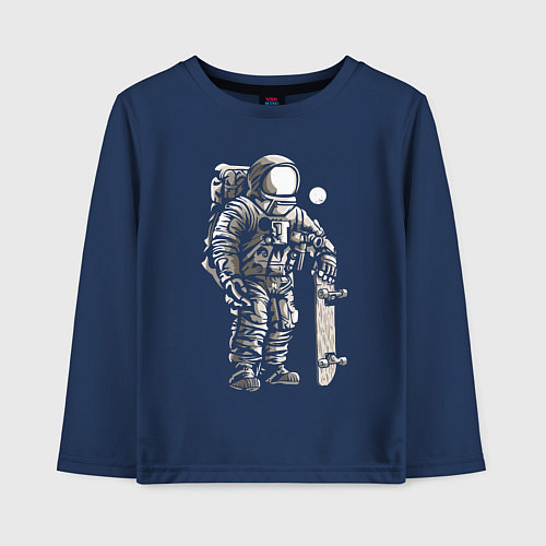 Детский лонгслив Space skateboarding / Тёмно-синий – фото 1