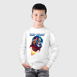 Лонгслив хлопковый детский Том и Джерри - космическое приключение, цвет: белый — фото 2