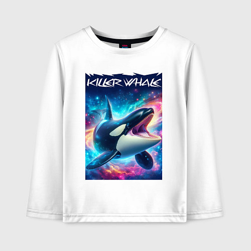 Детский лонгслив Space killer whale - ai art fantasy / Белый – фото 1