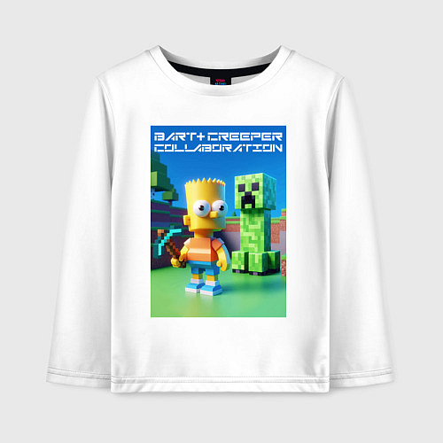 Детский лонгслив Bart and Creeper - collaboration ai art / Белый – фото 1