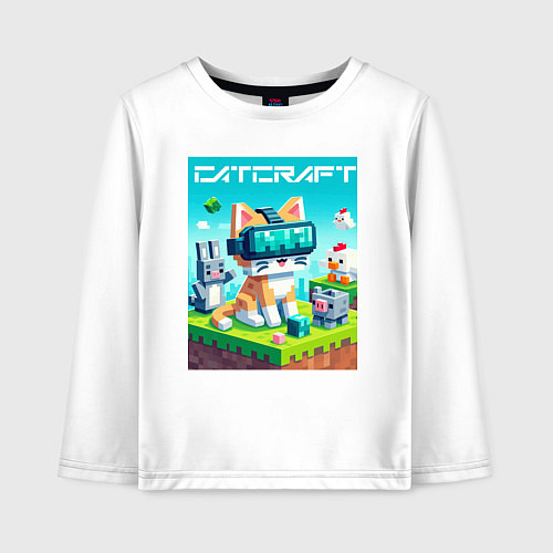 Детский лонгслив Catcraft - collaboration ai art / Белый – фото 1