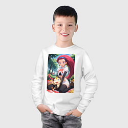 Лонгслив хлопковый детский Джесси и Мяут на пикнике, цвет: белый — фото 2