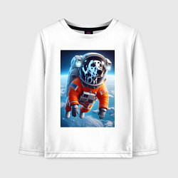 Лонгслив хлопковый детский Далматинец бравый космонавт - нейроарт фантазия, цвет: белый