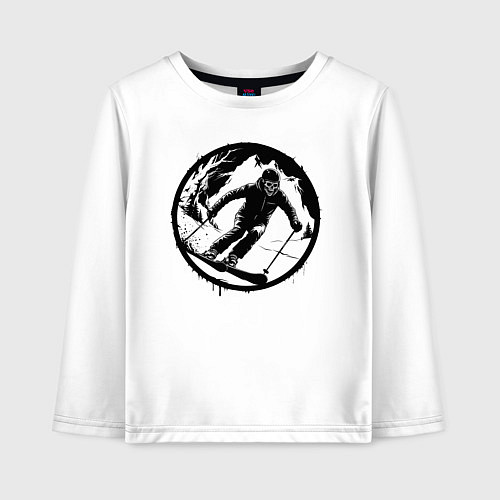 Детский лонгслив Зомби на горных лыжах / Белый – фото 1