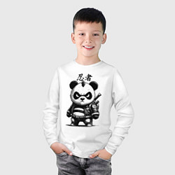 Лонгслив хлопковый детский Панда маленький ниндзя - нейроарт, цвет: белый — фото 2