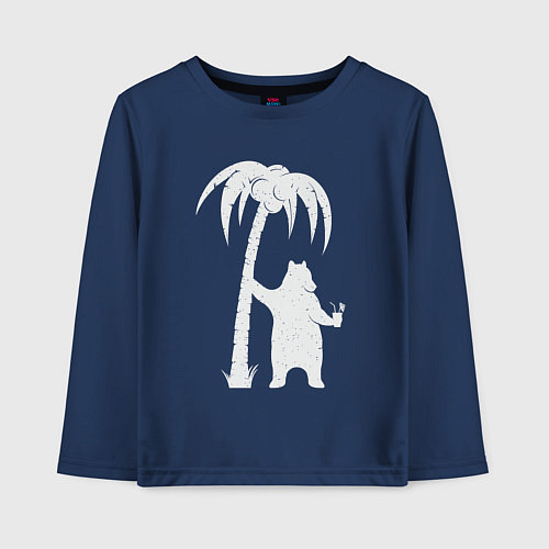 Детский лонгслив Мишка возле пальмы / Тёмно-синий – фото 1