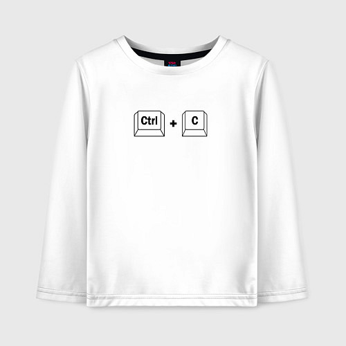Детский лонгслив Ctrl C, копировать / Белый – фото 1