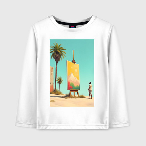 Детский лонгслив Живопись в пустыне / Белый – фото 1