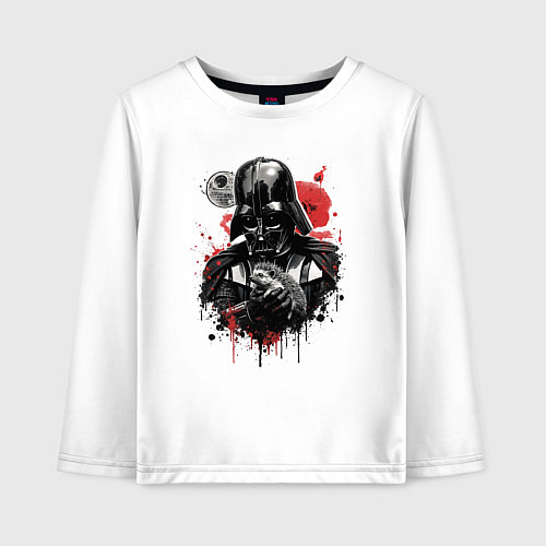 Детский лонгслив Дарт Вейдер с ёжиком / Белый – фото 1