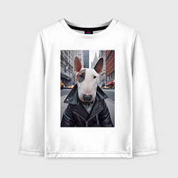 Лонгслив хлопковый детский Булли на своём районе - нейроарт, цвет: белый