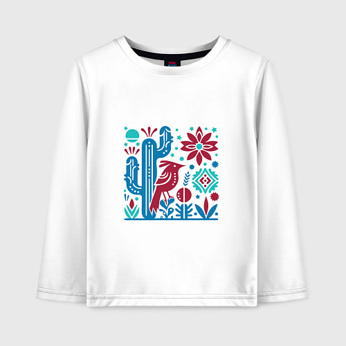Детский лонгслив Птица в Мексике / Белый – фото 1