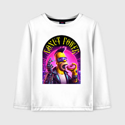 Лонгслив хлопковый детский Homer Simpson - cyber donut power ai art, цвет: белый