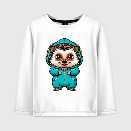 Детский лонгслив Ёжик в комбенизоне / Белый – фото 1