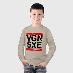 Лонгслив хлопковый детский Vegan sXe, цвет: миндальный — фото 2