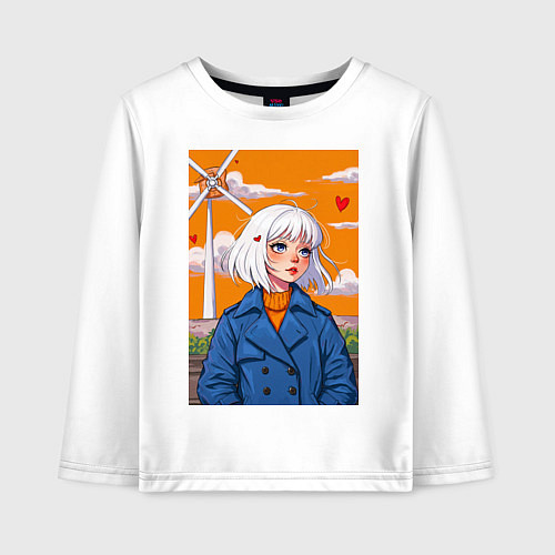 Детский лонгслив В потоке чувств / Белый – фото 1