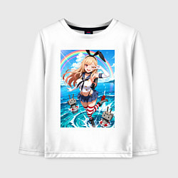 Лонгслив хлопковый детский Марин Китагава косплей аниме Флотская коллекция, цвет: белый