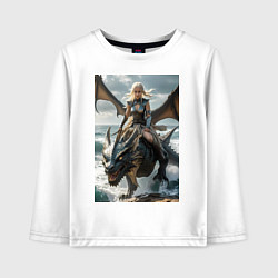 Детский лонгслив Девушка летит на драконе в стиле Игры престолов