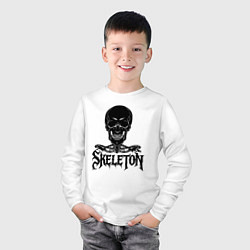 Лонгслив хлопковый детский Skeleton череп, цвет: белый — фото 2