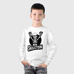 Лонгслив хлопковый детский Skeleton с поднятыми руками, цвет: белый — фото 2