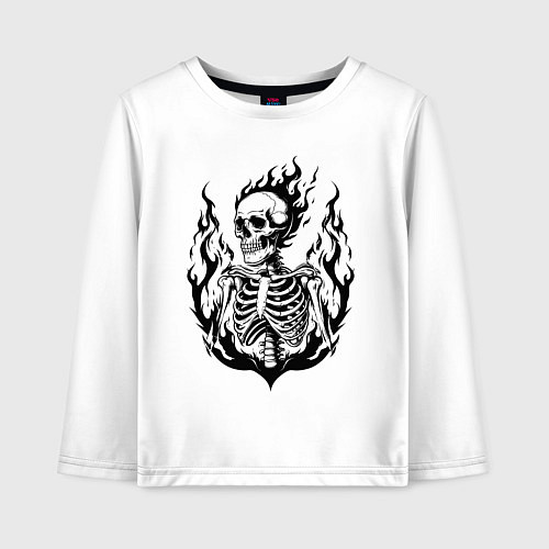 Детский лонгслив Огненный скелет / Белый – фото 1