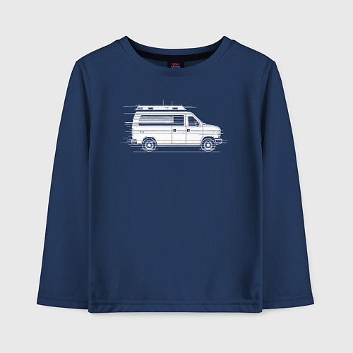 Детский лонгслив Машина скорой помощи в движении / Тёмно-синий – фото 1