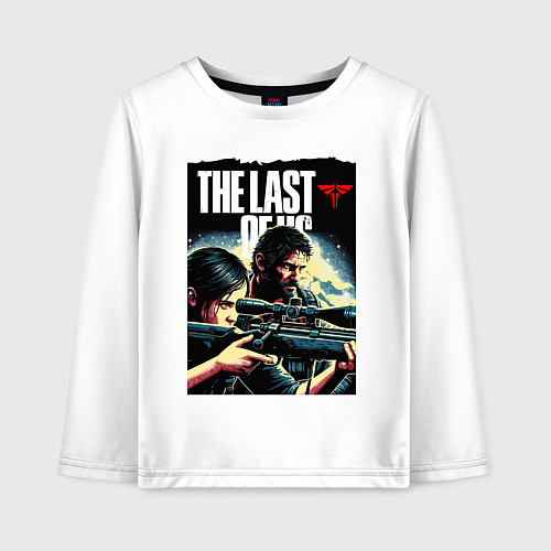 Детский лонгслив Ellie with a rifle and Joel - the last of us / Белый – фото 1