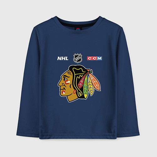 Детский лонгслив Чикаго Блэкхокс - НХЛ команда / Тёмно-синий – фото 1