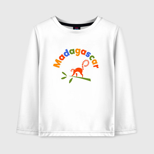 Детский лонгслив Лемур в Мадагаскаре / Белый – фото 1