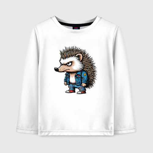 Детский лонгслив Ёжик панк / Белый – фото 1