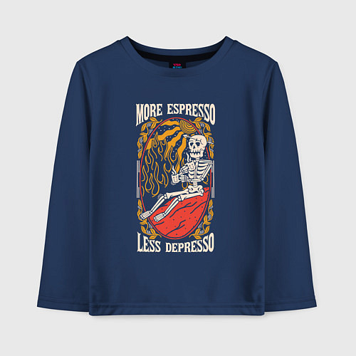 Детский лонгслив More espresso less depresso / Тёмно-синий – фото 1