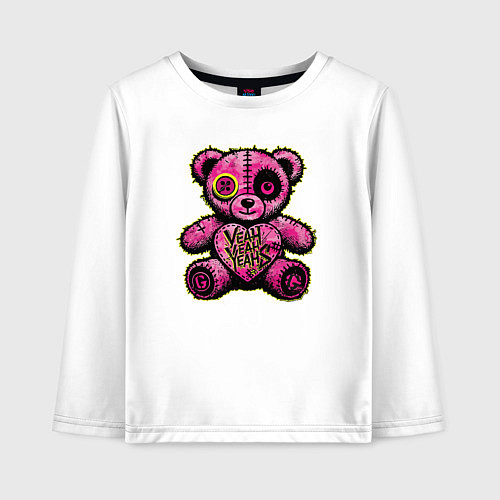 Детский лонгслив Pink bear / Белый – фото 1