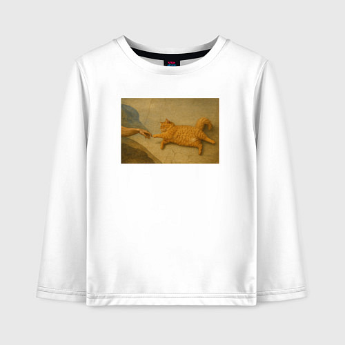 Детский лонгслив Сотворение рыжего кота / Белый – фото 1