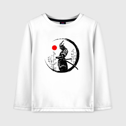 Детский лонгслив Самурай и солнце / Белый – фото 1