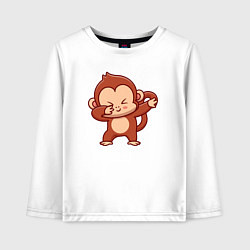 Лонгслив хлопковый детский Dabbing monkey, цвет: белый