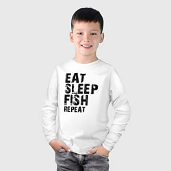 Лонгслив хлопковый детский Eat sleep fish, цвет: белый — фото 2