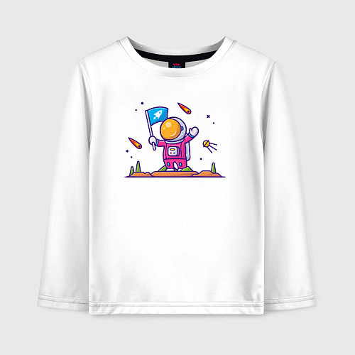 Детский лонгслив Космонавт и астероиды / Белый – фото 1