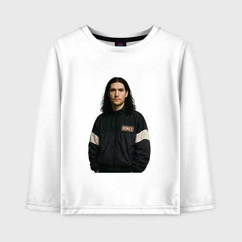 Детский лонгслив Bones спортивный стиль / Белый – фото 1