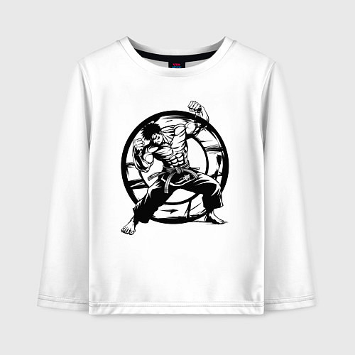 Детский лонгслив Джиу-джитсу мускулистый боец / Белый – фото 1
