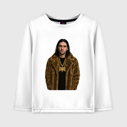 Детский лонгслив Bones в шубе / Белый – фото 1