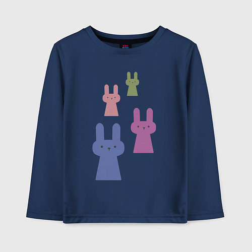 Детский лонгслив Минимализм нашествие зайцев ы кроликов / Тёмно-синий – фото 1