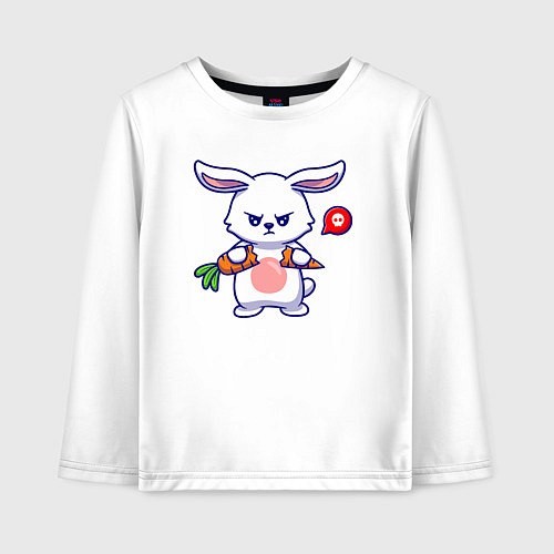 Детский лонгслив Сердитый кролик с морковкой / Белый – фото 1