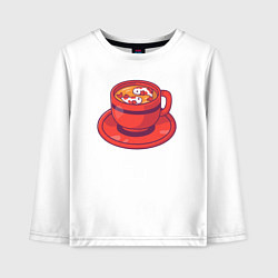 Лонгслив хлопковый детский Рыбки в чашке, цвет: белый