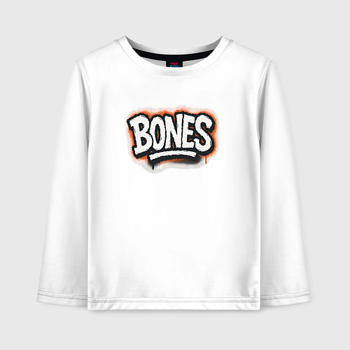 Детский лонгслив Bones уличный логотип / Белый – фото 1