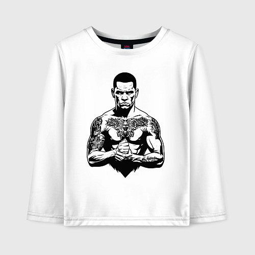 Детский лонгслив Нейт Диас в татуировках / Белый – фото 1