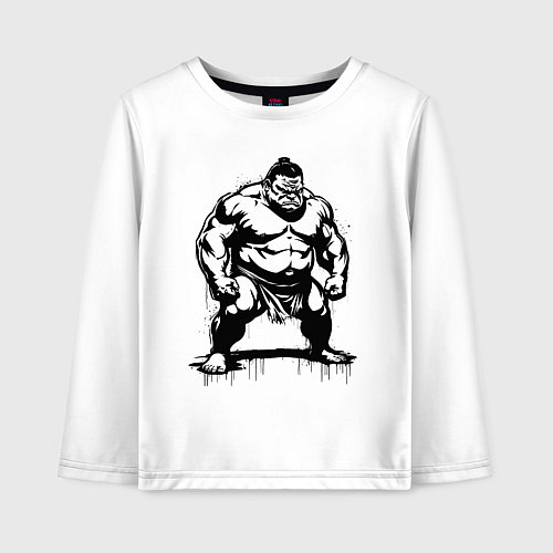 Детский лонгслив Грозный сумоист / Белый – фото 1