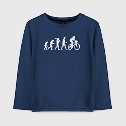 Лонгслив хлопковый детский Вело эволюция, цвет: тёмно-синий